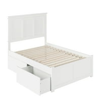 Медисън пълно масивно дърво платформа легло с Футборд & чекмеджета за съхранение в бяло