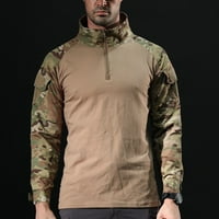 Клирънс военна тренировка тениска, Мъжки камуфлаж Дълъг ръкав тактически ризи, Открит тънък цип нападение борба риза