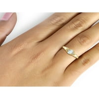 Бижутериклуб Аквамарин Пръстен Рожден Камък Бижута-0. Карат Аквамарин 14к позлатен Сребърен пръстен бижута с бял диамантен акцент-скъпоценни камъни пръстени с хипоалергенна 14к позлатена сребърна лента