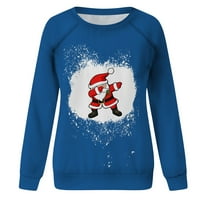 Коледни ризи за жени Смешни Коледа суитчър избелени Дядо Коледа графичен чай ежедневни дълъг ръкав пуловер върхове