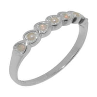 Британски направени стерлинги сребро култивирани перлени и опални пръстени Женски пръстен за вечност - Опции за размер - размер 11.75