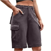 Njoeus женски небрежни товари Бермудите къси панталони отпуснаха свободни годни годни за товари късо за жени ежедневни еластични талии на външна работа шорти джобове