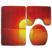 Sun Red Sky Ocean отразява килими за баня комплект контур за килим за баня и капак на тоалетния капак