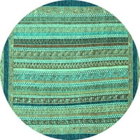 Ahgly Company Indoor Round Oriental Turquoise Blue Modern Area Cugs, 7 'Round
