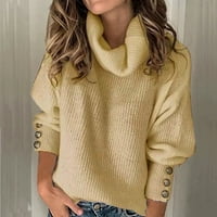 Намален дамски пуловер пуловер каюта пуловер пуловер плътно цвят свободно време със средна дължина дълъг ръкав стилен плетене дами върхове блуза блуза