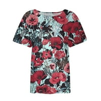 Роял любов Дамски Ризи флорални върхове за жени, жените бутон надолу мода ежедневни ризи с къс ръкав блуза