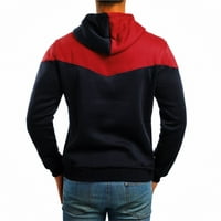 Hoodies Мъжки ежедневен цветен блок топ мъжки пуловер суичър с джобни основни качулки
