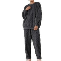 Homgro женски плюшещ пижама комплект зима топла мека риза с дълъг ръкав панталони размити руно pjs сладък пухкав шезлон