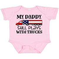 Инктастичен Татко играе с камиони подарък бебе момче или бебе момиче Боди