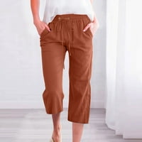 Клин за жени Плюс размер, Мода Дамски ежедневни Плътен цвят ластик свободни панталони прав широк крак панталони с джоб