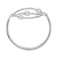 14к Бяло Злато 0. Дут диамант мулти нишка и рамки пръстен размер бижута подаръци за жени