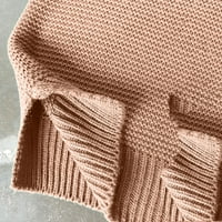 Вивиан ХД пуловери за жени клирънс Плюс размер на жените случайни Плътен цвят Случайни дебела линия Дълъг ръкав Поло флаш кирки Каки