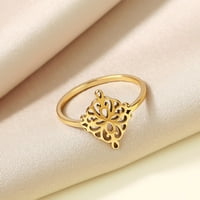 Златен покрит филигранен пръстен от неръждаема стомана бижута сватбен пръстен