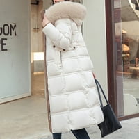 Летни спестявания Облекло Loopsun Зимно палта яке за жени, жени с качулки с качинки солидни средни и дългосрочни разхлабени дълги ръкави топло блузово палто якета бели XL