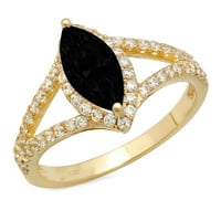 1.2ct marquise cut черен естествен они 18k жълто злато гравиране изявление Булчинска годишнина Ангажимент Сватбен ореол Размер на пръстена 9.5