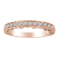 0. Карат кръгла форма бял естествен диамант венчална халка пръстен 18к твърдо Розово злато пръстен размер-7