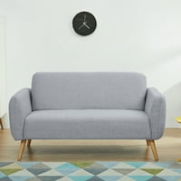 & D Начало Linda Polyester Round Arm Loveseat диван, светлосив