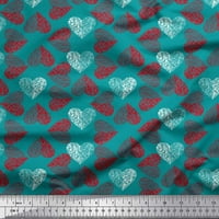 Soimoi White Japan Crepe Satin Fabric Red Heart Print Fabric от двор широк