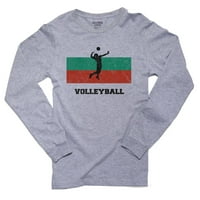 България Олимпик - Волейбол - Флаг - Силует Мъжки сива тениска с дълъг ръкав