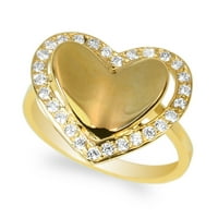 14к жълто злато Сърце форма твърд пръстен със страна КЗ Размер 4-10