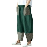 Дамски панталони за спално бельо небрежен плюс размер лято модерно годно място с висока талия капри йога панталони армия зелено l