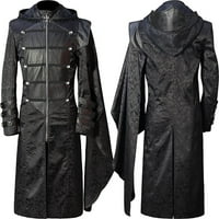 Мъжки върхове модно палто вятърни кавга готически стил яке ретро палто за запознанства 4xl черно