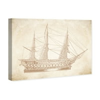 Винууд студио Морски и крайбрежни картини платно 'Реколта кораб тауп' морски плавателни съдове-кафяво, бяло
