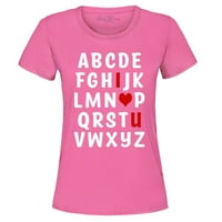 Shop4ever жени i heart u abc's day's day's love you графична тениска x-large azalea pink