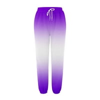 Женски дънни суитчъри джобове с висока талия спортна фитнес атлетична форма на джогинг панталони панталони лилави xxl