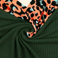 Zedker Wrap пуловер за жени, пуловер от екипаж жените жени модни о-не-леопардови печат удобни върхове на пуловер с дълги ръкави с дълги ръкави