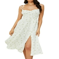 Женски рокля без ръкави летни ленти за превръзка флорална щампа Party Party A-Line рокля