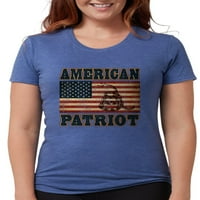 Cafepress - American Patriot Women Deluxe Thrish - Тениска на жените три смеси