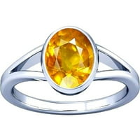 Дивия Шакти 11.25-11. Карат жълт сапфир Pukhraj Gemstone Сребърен пръстен за мъже и жени