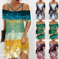 Летни рокли за жени Макси рокля от регулируеми презрамки отпечатана рокля MIDI