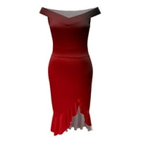 Хуахен Жените секси вратовръзка боя печат страна Сплит едно гърло без гръб неправилна подгъв рокля