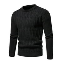 Пуловери за пуловери за мъже за мъже- кръгла шия плюс размер плетен топло падане и зимни ежедневни мъжки пуловери Атлетически работи черни размери m