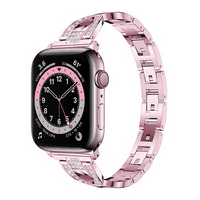 Съвместим с метална лента на Apple Watch Band Bling Diamond Rhinestone --- розово