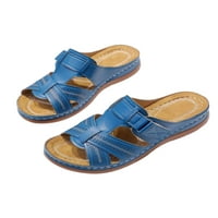 Frontwalk дамски сандали летни слайдове платформа клин сандал на закрито на открито вълшебна лента ежедневни обувки жени плъзгане на слайд чехли синьо 8