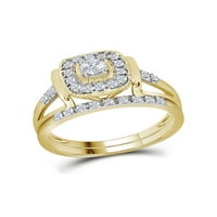 Солидна 10K жълто злато кръг диамант квадрат булчински сватбена годежна лента на пръстена ct. - Размер 8.5