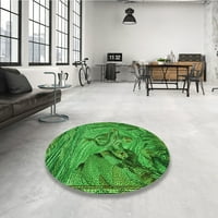 Ahgly Company Machine Pashable Indoor Round Преходна дълбока изумрудена зелена площ килими, 8 'кръг