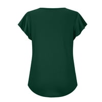 Frostluinai спестявания клирънс женски летни върхове ръкав ръкав тениски ежедневна блуза v флюна на върха риза свободен сърдечен принт течни ризи