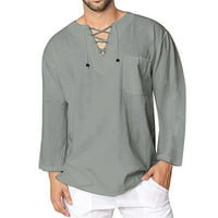 Мъжки пролетно лято винтидж небрежно бельо с тениска с дълъг ръкав горна блуза