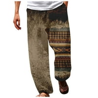Готини и ежедневни вибрации Himiway Men's Pants Мъжки модни разхлабени ежедневни отпечатани широки крака джобни спортни панталони khaki m