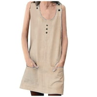 Просвета летни рокли за жени без ръкави A-Line Mini Fashion Solid Round Dekline Ress
