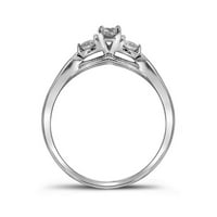 10k бяло злато кръгъл диамант 3-каменна булчински годежен пръстен cttw
