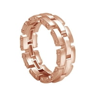 Юбилеен пръстен за сватбена лента за мъже в 14k твърдо розово злато