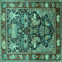 Ahgly Company Indoor Rectangle Animal Turquoise Blue Traditional Area Rugs, 5 '8'