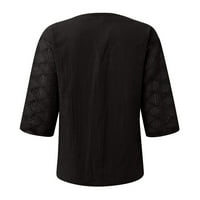 Дамски върхове ръкав ежедневна блуза солидни жени ризи v-образно лято черно л