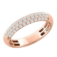 Карат диамант унизинг сватбена лента пръстен в 14k розово злато