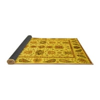 Ahgly Company Indoor Rectangle Abstract Yellow Modern Area Rugs, 8 '10'